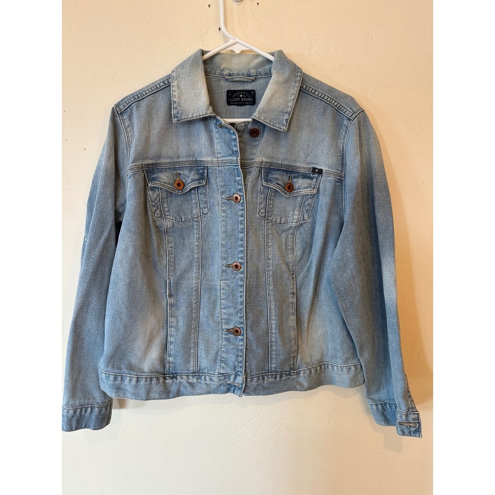 Lucky Brand Handcrafted 1990 Denim Trucker Jacket Light Wash Blue Mens Medium